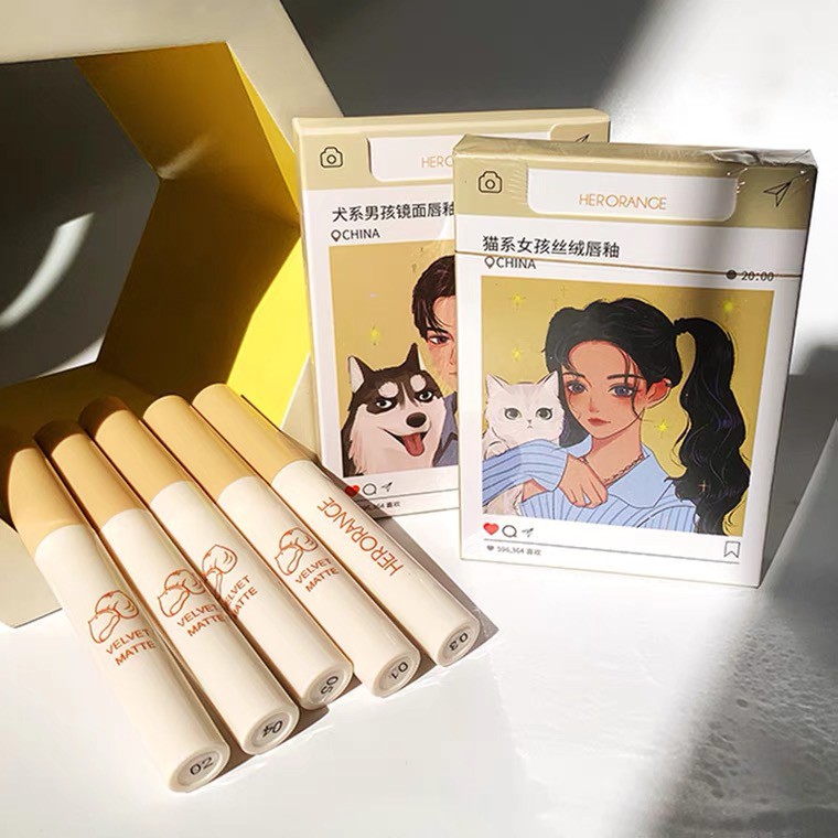 Versatile Multi HERORANGE 5 Pcs Waterproof Matte Glitter Lip Gloss Set Long Lasting Moisturizer Lips Makeup Cosmetic ... - Image 3