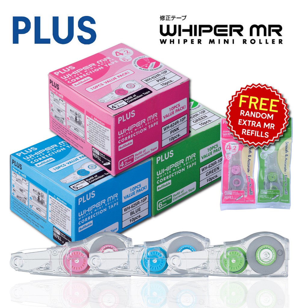 PLUS Whiper MR Correction Tape Refills 10 in 1 FREE Refills Shopee