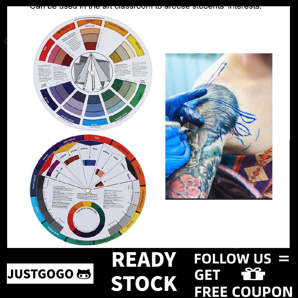 Justgogo Multifunctional Tattoo Ink Color Wheel Chart Pigment Mix Art