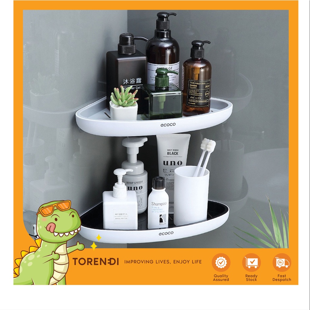 [Ready Stock] TORENDI Wall-Mounted Bathroom Corner Rack Triangle Rack Toilet Rack Shampoo Rack Rak Bilik Mandi 浴室厕所置物架