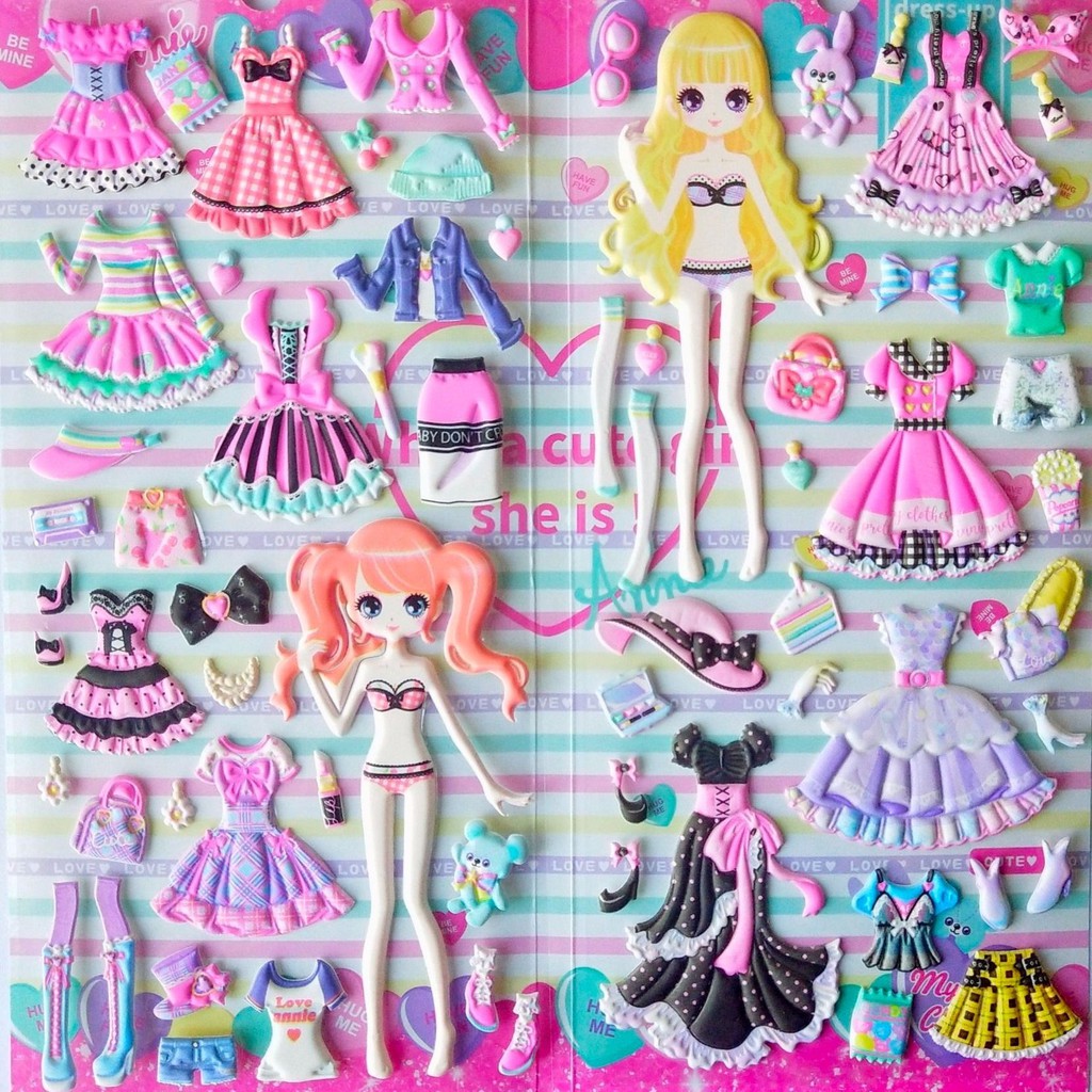 Barbie doll set-New double-layer princess character dress-up  three-dimensional stickers girl cartoon creative reward puzzle bubble  sticker paper | Shopee Malaysia