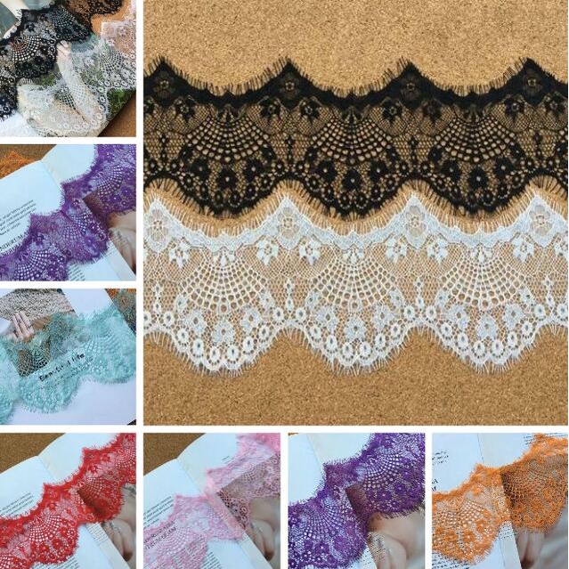 3 Meters 10cm 7 colors option Flower Eyelash Embroidered Lace Fabric Trim Ribbons DIY Sewing Handmade Materials