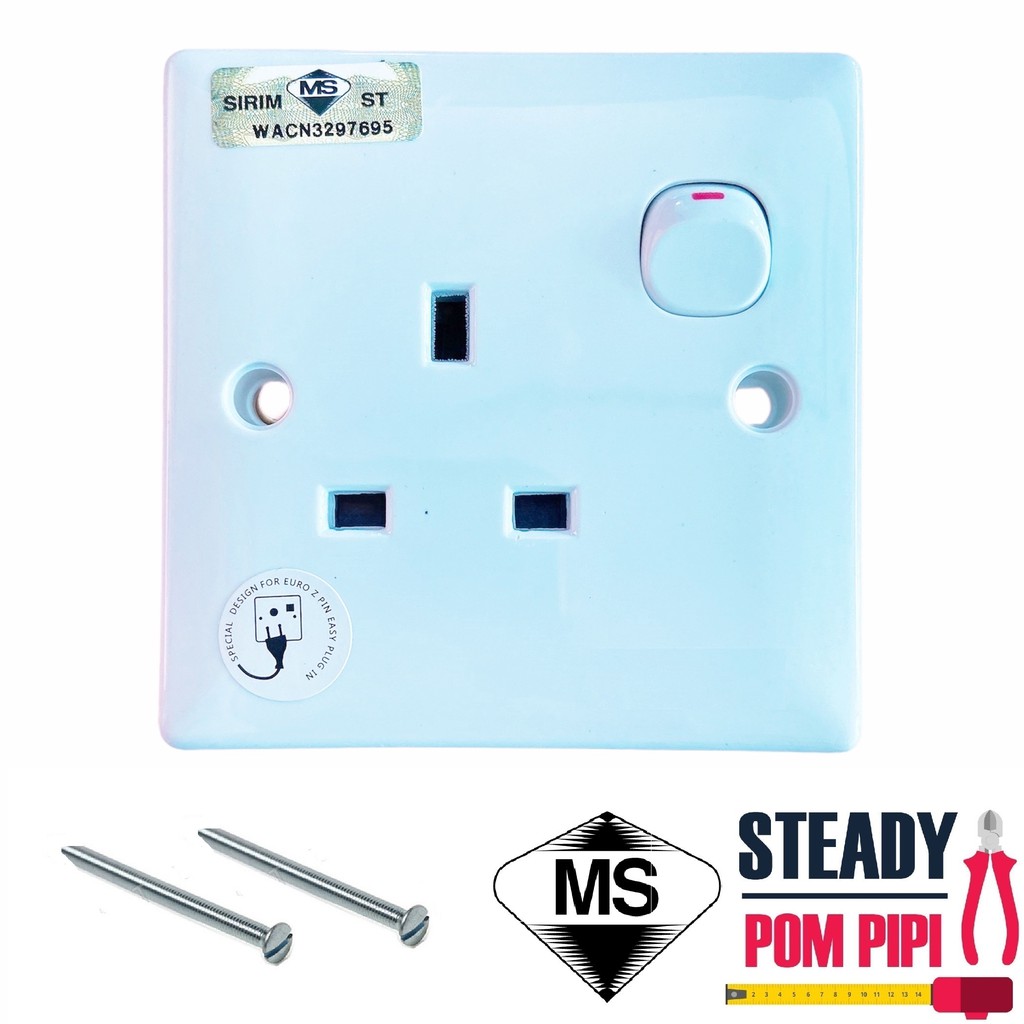 13a 250v 3pin switch socket outlet / single switch socket outlet / one ...