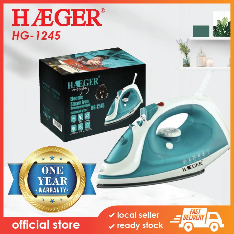 [1 YEAR WARRANTY] HAEGER HG-1245 Electric Steam Iron / Seterika Stim Elektrik