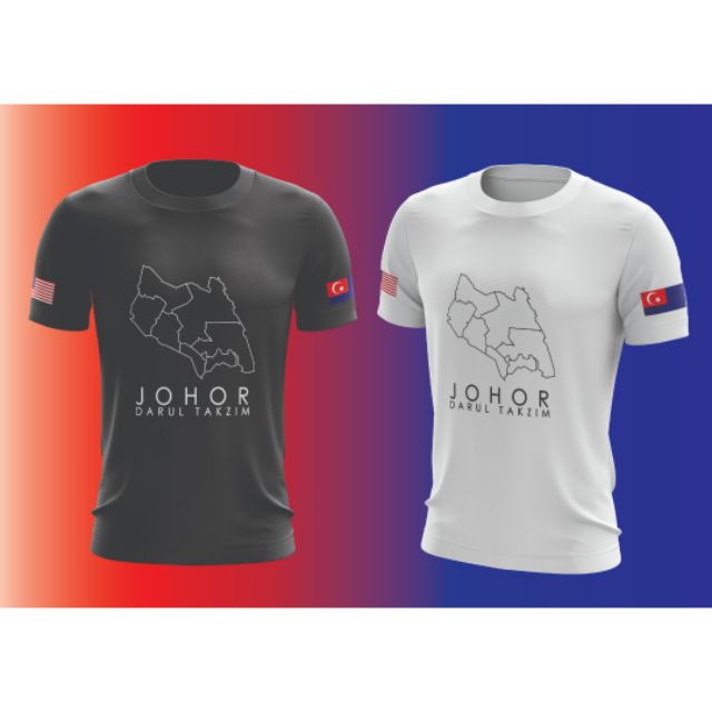 JOHOR TSHIRT / PETA JOHOR / KIRI BENDERA JOHOR DAN KANAN BENDERA