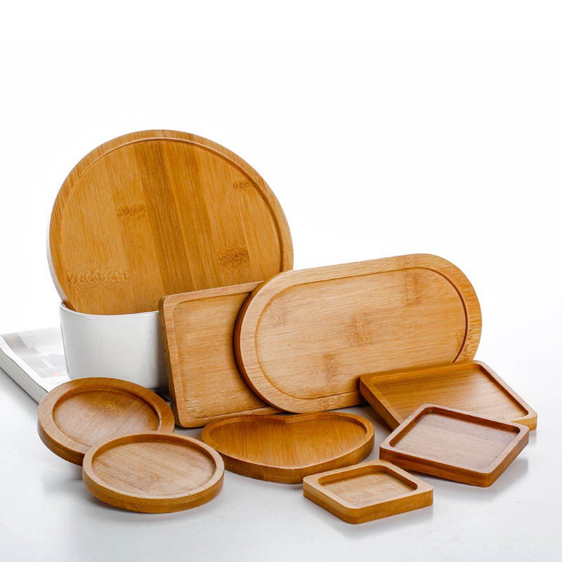 (Malaysia Stock) Japanese Saucer Beech Tray Round Wooden Tableware Tray Plate Creative Food Cup Place Mat Bonsai Pot Base