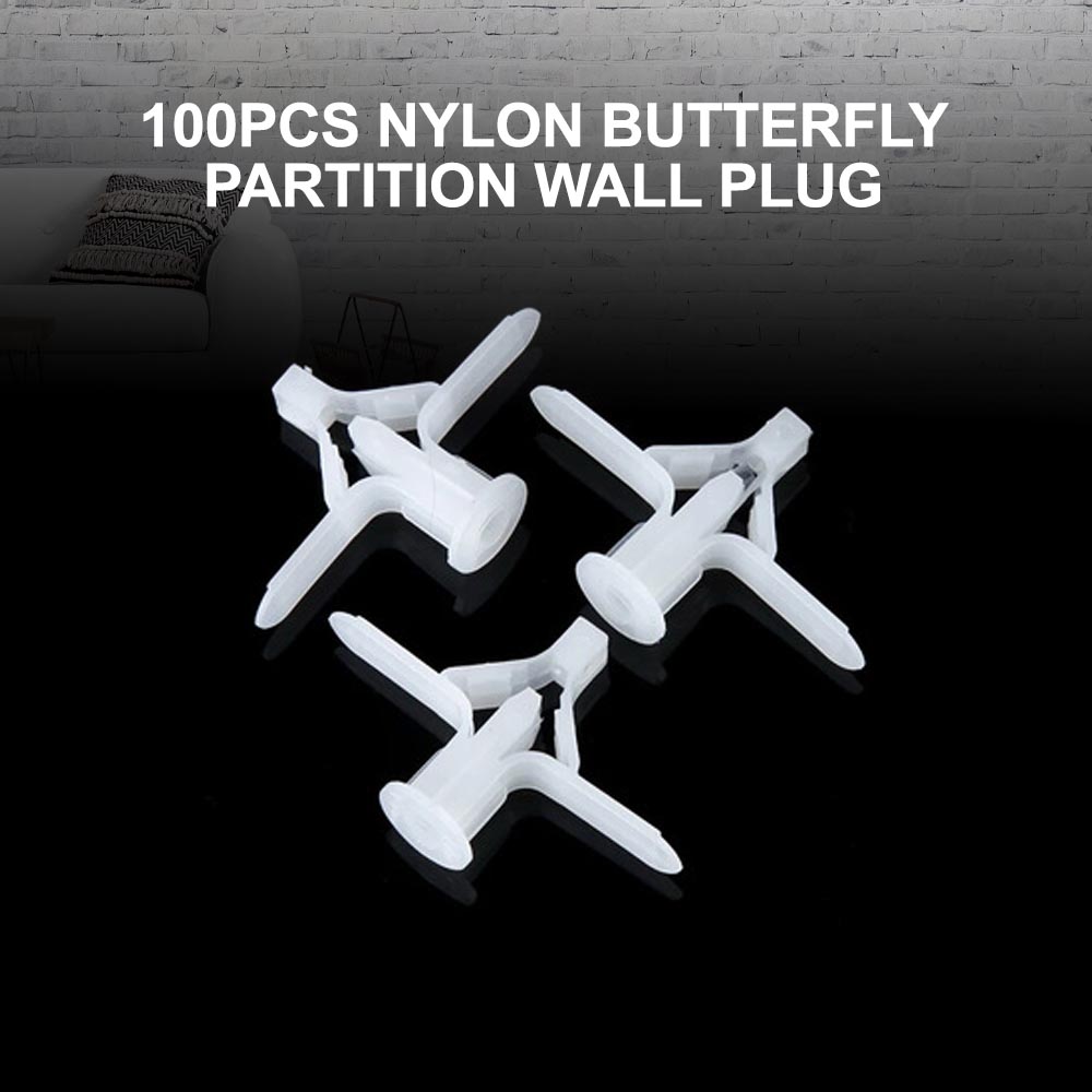 Nylon 100 Pcs Butterfly Wall Plug For Hollow Partition Wall Ceiling 