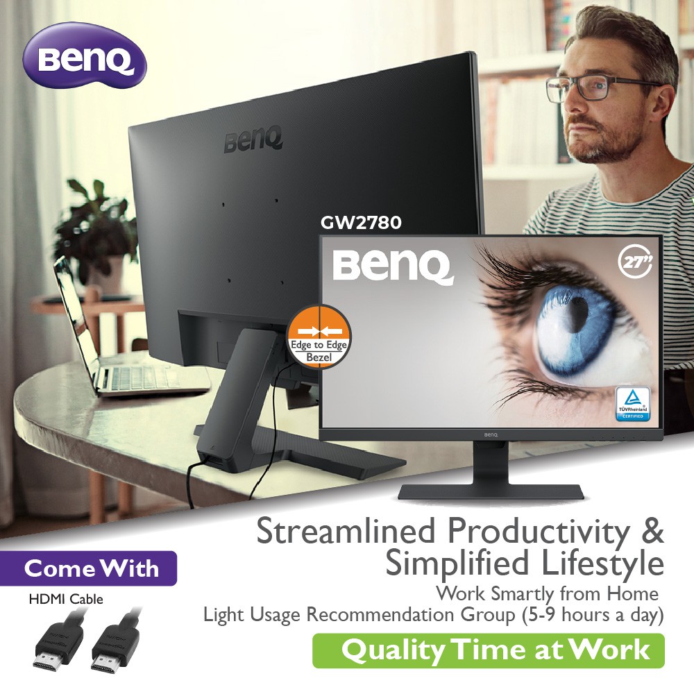 Benq Gw2780 27 Fhd Stylish Monitor Hdmi Displayport 3 Yrs Warranty Shopee Malaysia