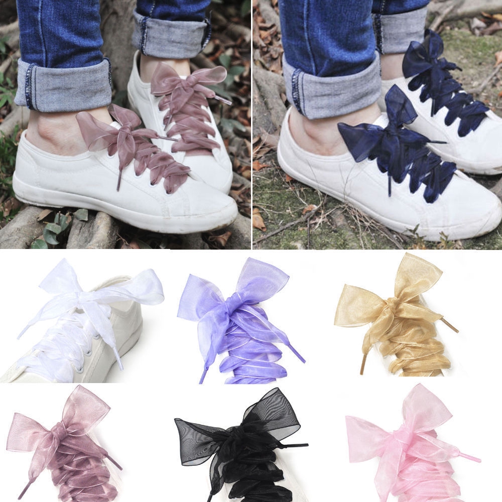 1Pair Shoelaces Flat Silk Satin Ribbon Sport Shoes Laces Sneakers ...