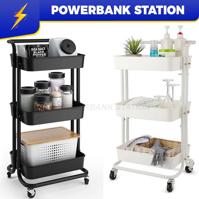 PSB_[100 Steel] 3 Tier Multifunctional Metal Trolley Storage Rack