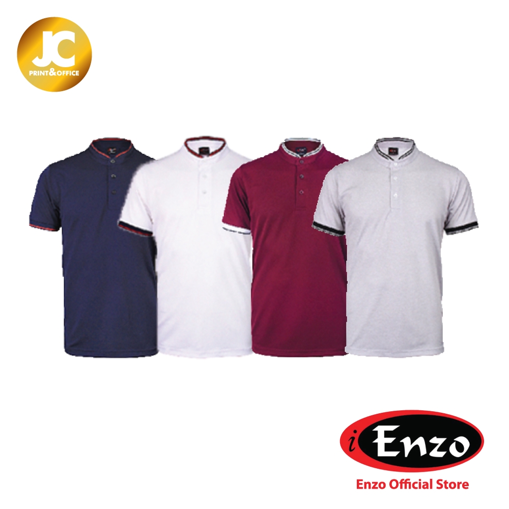 ENZO Unisex Quick Dry Plain T-shirt With Henry Collar ...