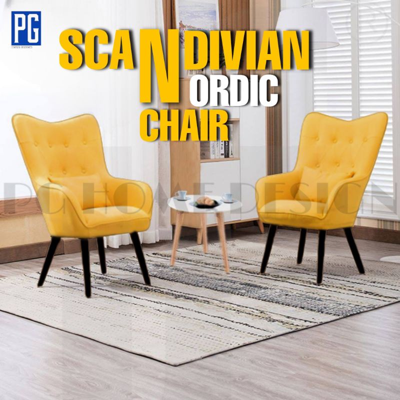 PG HOMEPremium Modern Wing Chair Upgraded European Nordic Armchair Nordic/Seater sofa/Wing