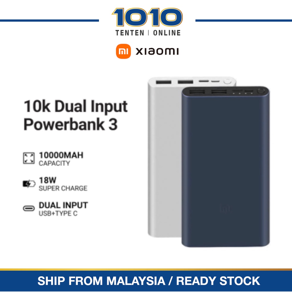 [Global] Xiaomi Original Mi Powerbank 3 (PLM13ZM) 10000mAh 18W Fast ...