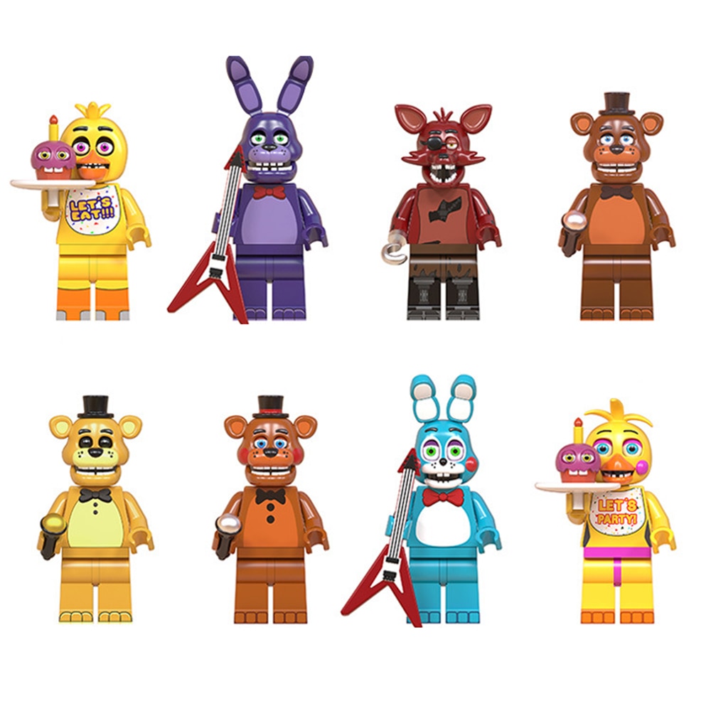 Available Lego Fnaf Figures Toys Five Nights At Freddy S Building Blocks Bonnie Foxy Freddy Chica Bear Dolls Kids Puzzle Toy Shopee Malaysia - lets party bib toy chica fnaf roblox