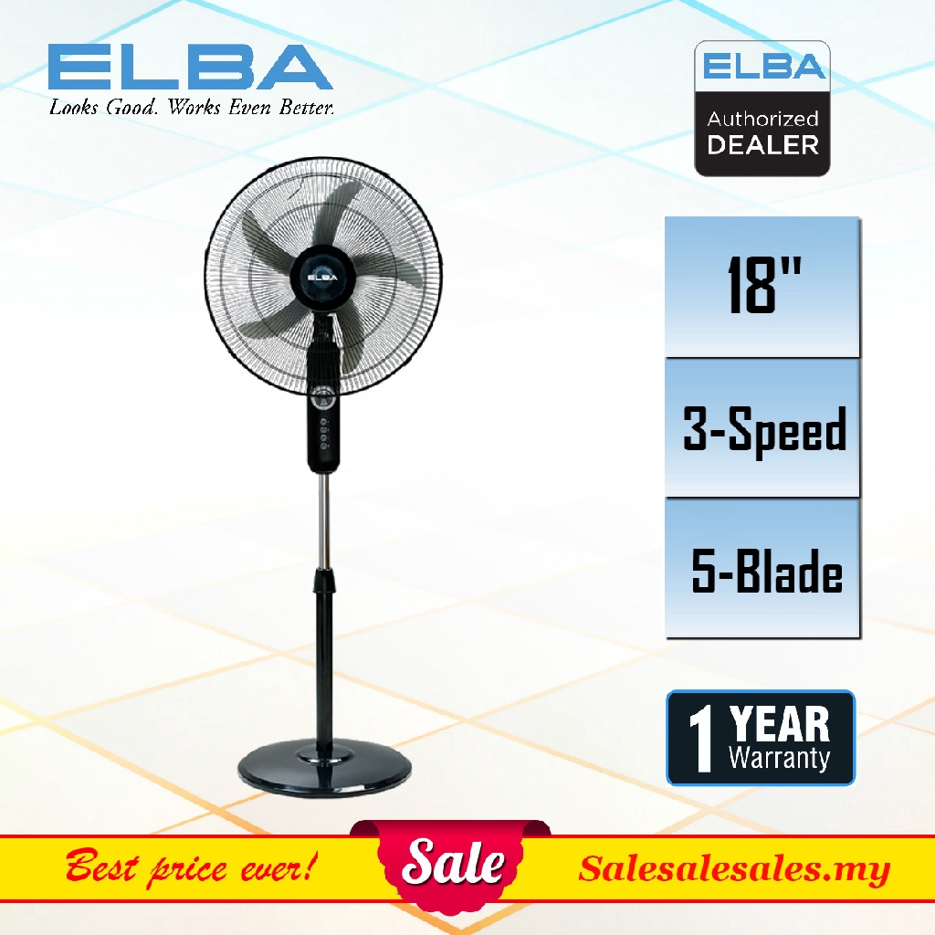 ELBA 18" ESFG1880TM(BK) Industrial Stand Fan 5Blades 3Speed Kipas