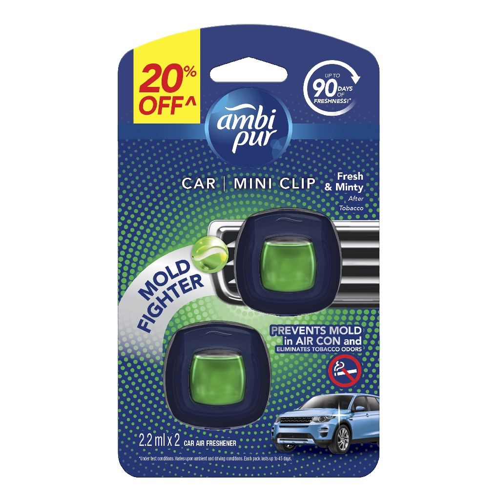 Ambi Pur Car Air Freshener Mini Clip Fresh & Minty After Tobacco (2.2ml