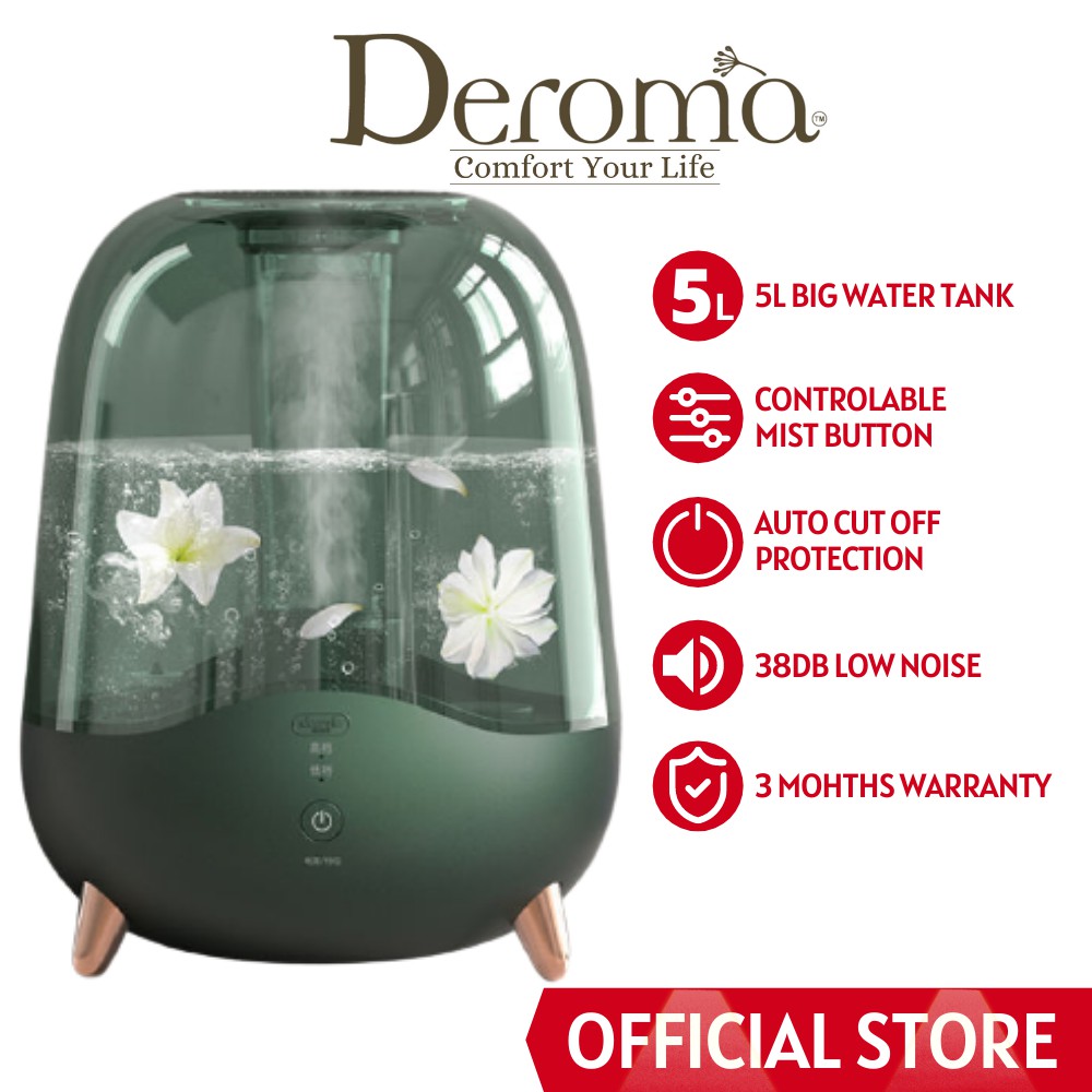 Deroma Deerma F329 Air Humidifier 5l Large Transparent Water Tank Green Or Deroma Essential Oil 30ml Shopee Malaysia