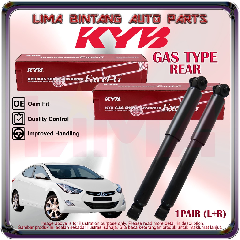 ( 1Pair ) Hyundai Elantra MD UD Rear Shock Absorber Gas KAYABA KYB