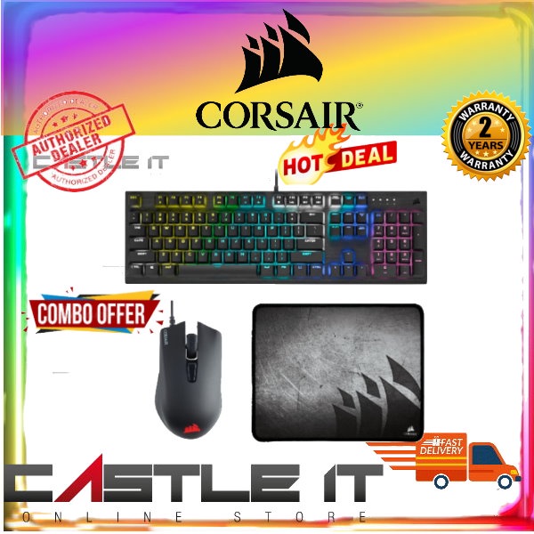 Corsair 3-in-1 Gaming Bundle Combo HARPOON RGB PRO Mouse K60 RGB PRO ...