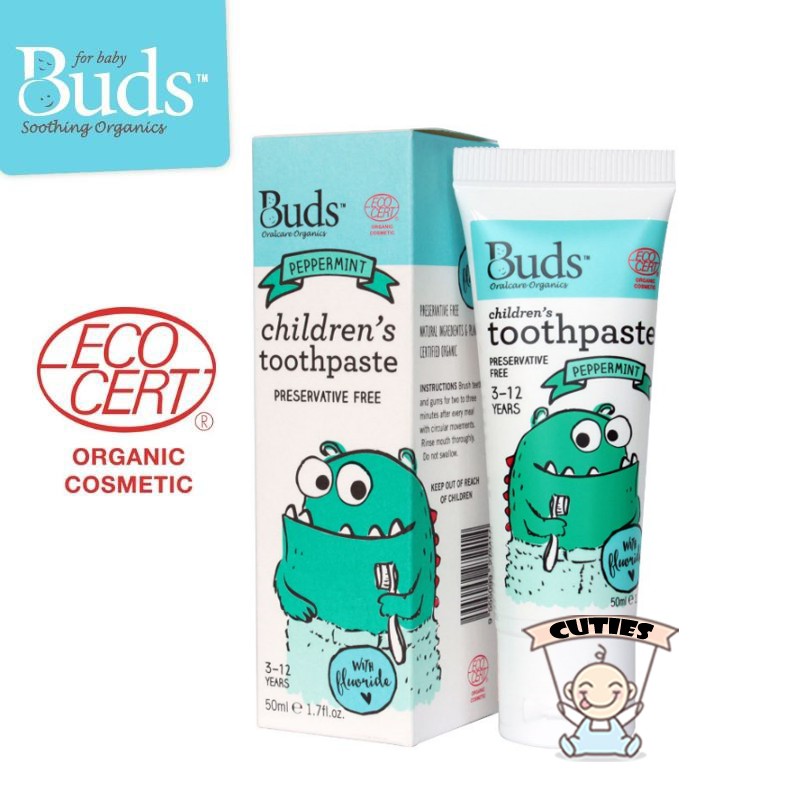 Buds 312 year old Children's Toothpaste with Fluoride Peppermint