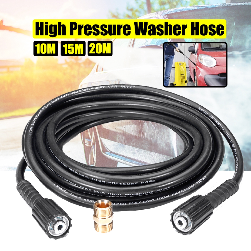 MEKOH 9,8 m knickfester Hochdruckreiniger-Schlauch, 3400 PSI 1/4 Zoll Hochdruckreiniger-Schlauch, M22–14 mm Messingverschraubung