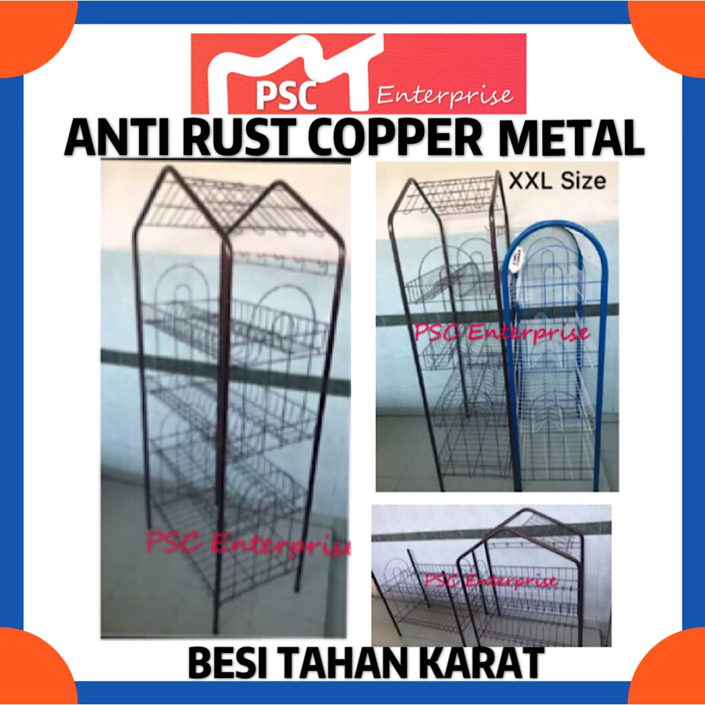 READY STOCK Anti Rust Copper Steel Dish Plate Rak  Rack 