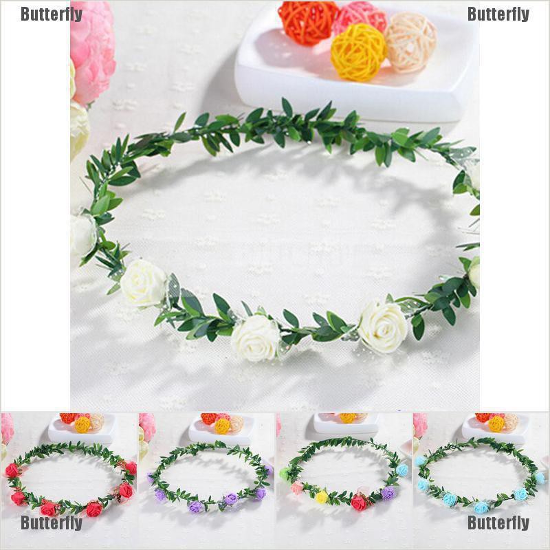 Butterfly♪♬♪ Sweet Girls Women Bridal Rose Flower Crown Headband Wreath Party Wedding Bridal