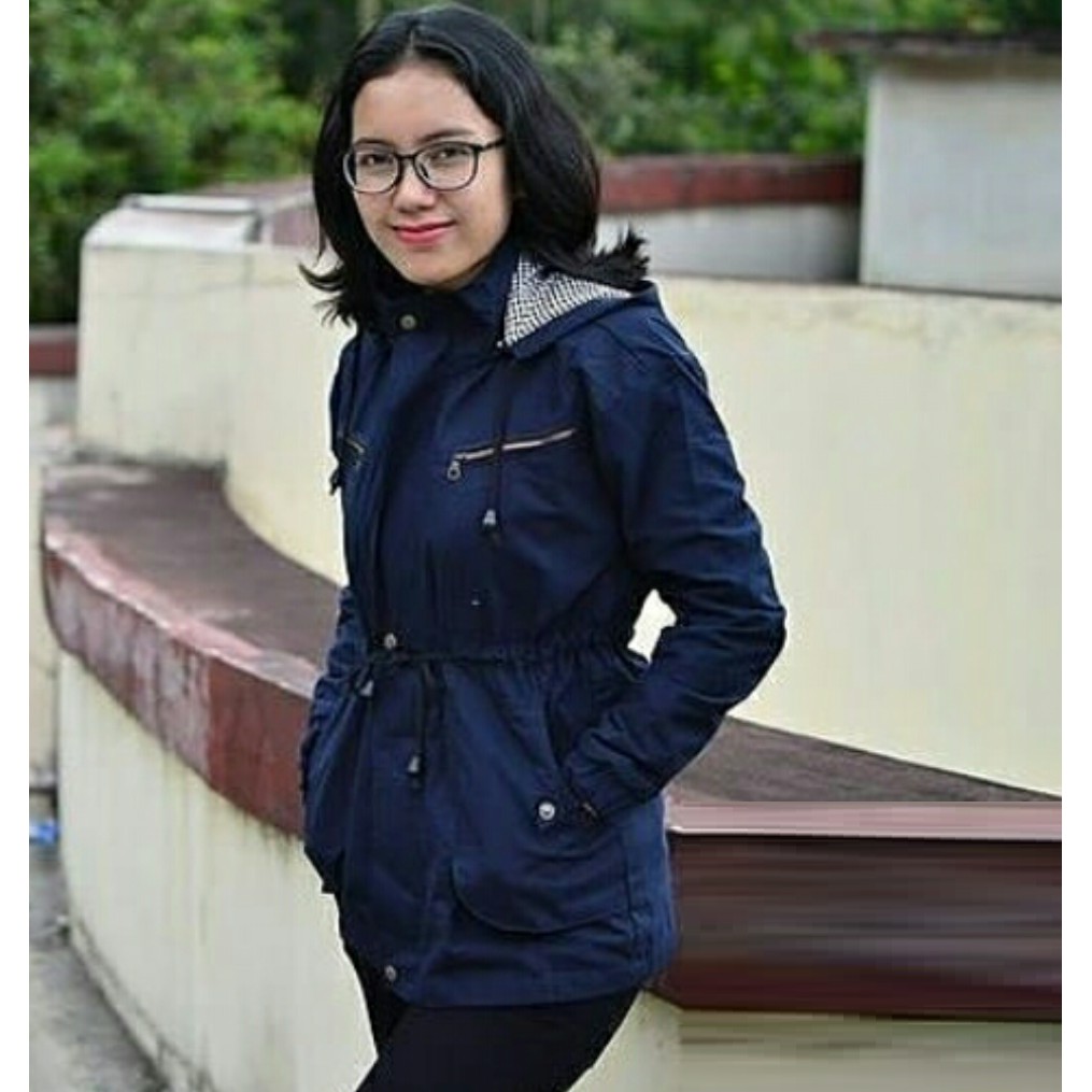 women's navy coat with hood