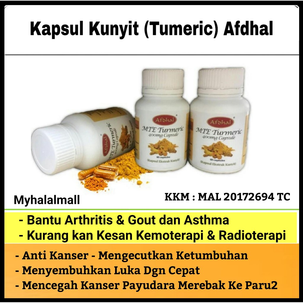 Kapsul Kunyit Tumeric AFDHAL Natural Treatment Anti Cancer