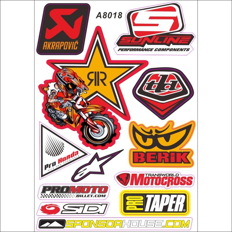 A4 Size Motocross Rockstar Glossy Film Stickers Bike Car