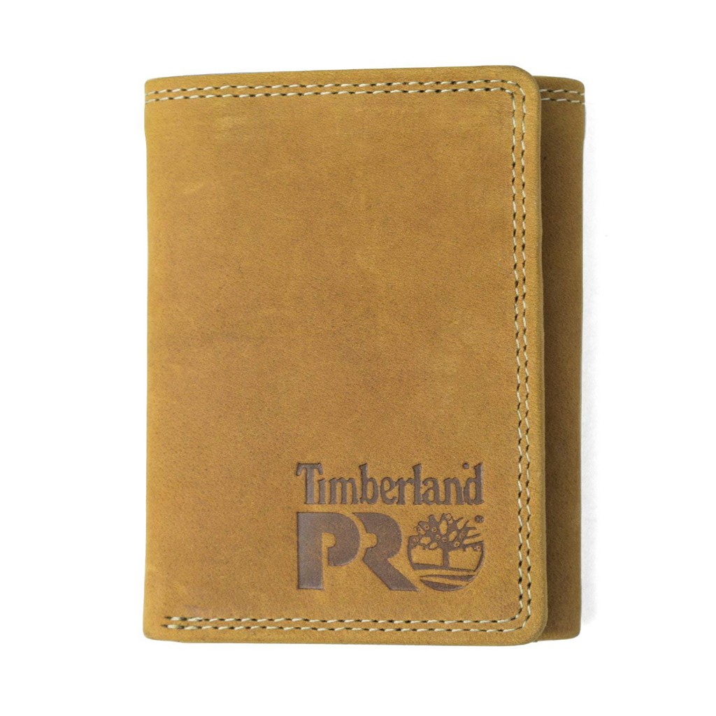 Timberland PRO Men's RFID Leather Trifold Wallet with ID Window Wheat ...