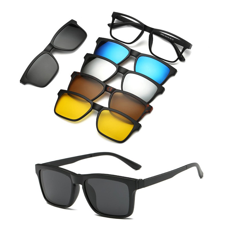 5 1 Clip On Sunglasses Women Men Polarised Magnet Clip Sunglasses Glasses Frame Shopee Malaysia