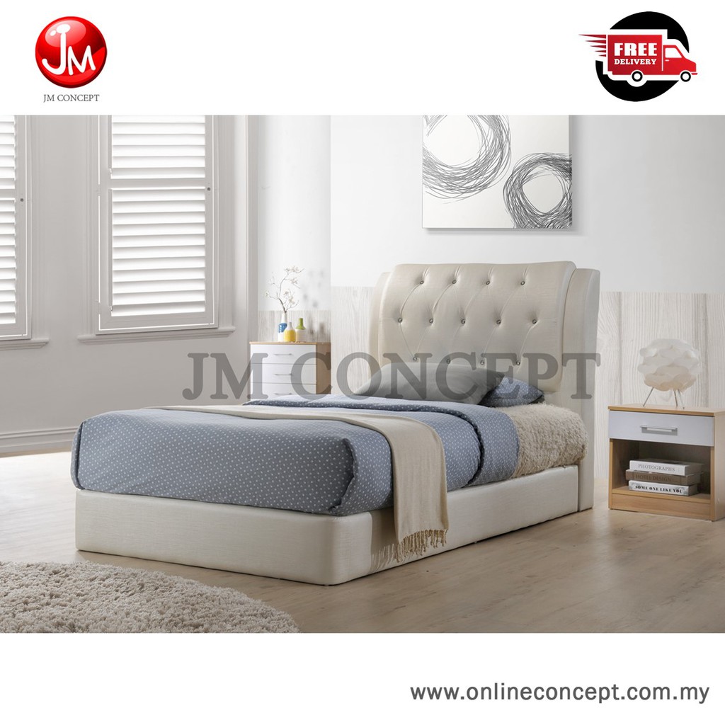 Jm Concept Jaymin Single Super Single Size Divan Bed White Shopee Malaysia