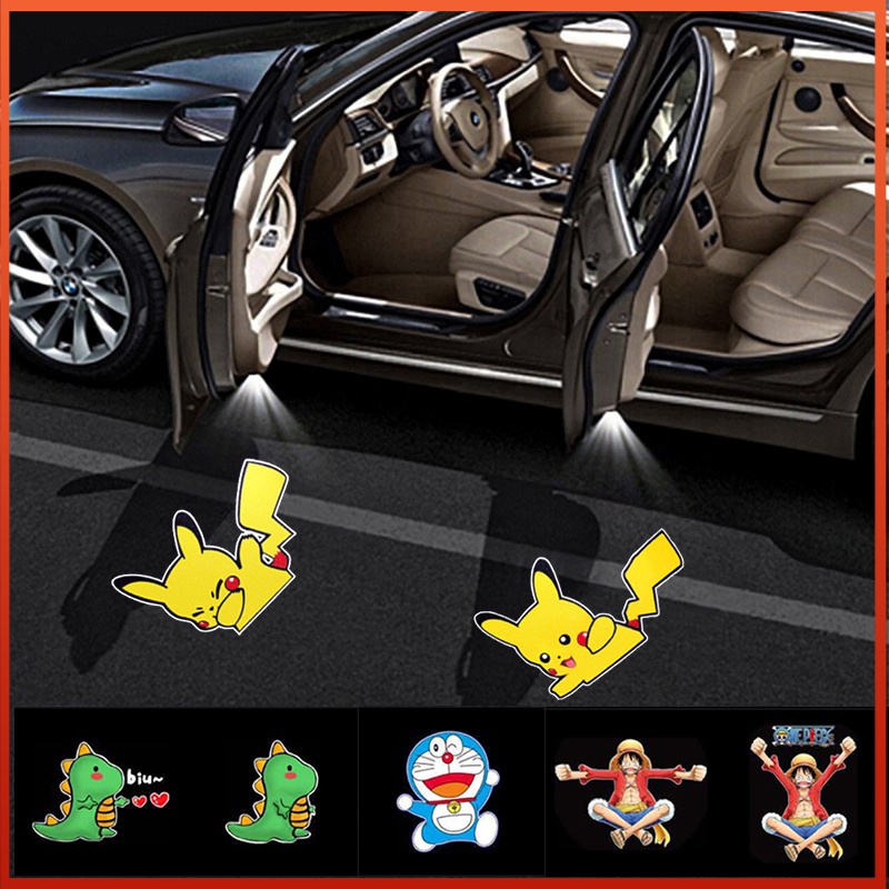 1 PCS Car Door Light Cartoon gif image Wireless Car Projection Cree LED Projector Cordless Door Laser Light Welcome Light Pikachu Doraemon One Piece Axia Aruz Myvi Bezza Alza Kancil X50 X70 Wira Iswar