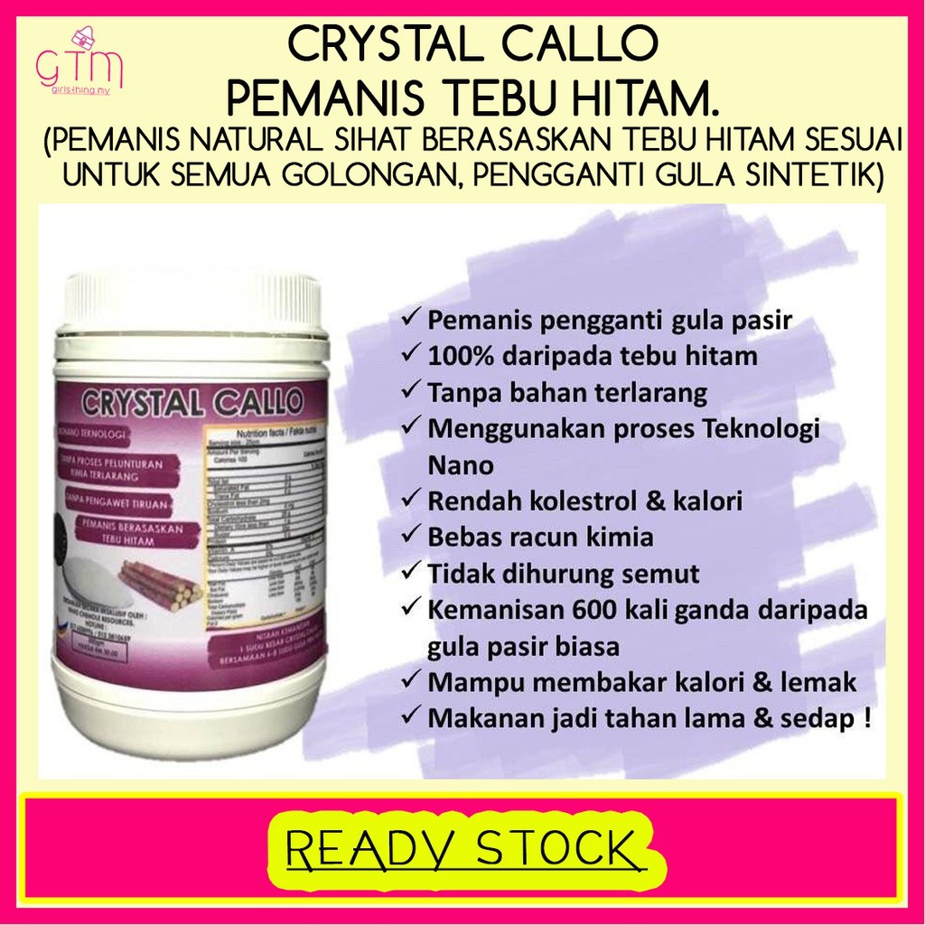 Buy Ready Stok Original Crystal Callo Pemanis Natural Gula Tebu Hitam Ori Kurang Kalori Karbohidrat Sesuai Utk Diabetes Seetracker Malaysia