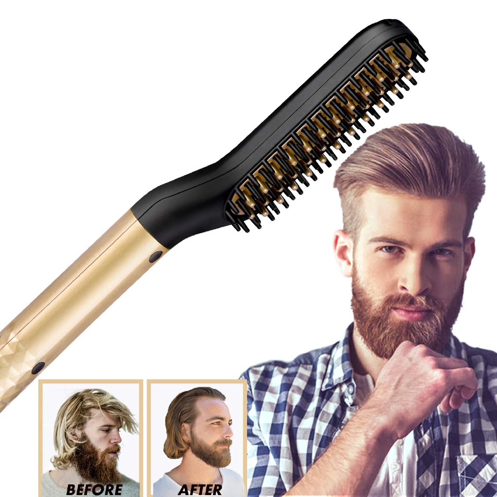 beard straightening comb heated hot electric iron pro brush for men