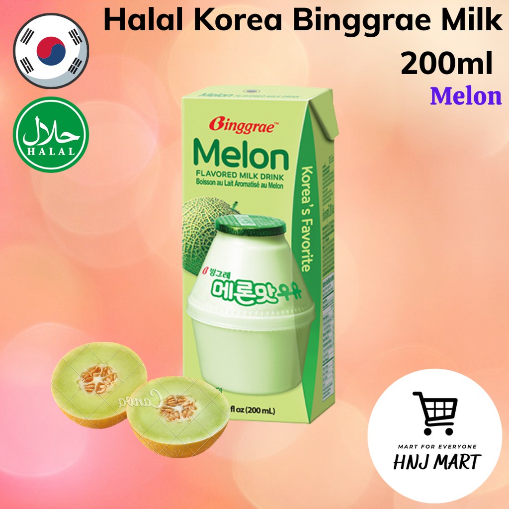 Halal Korea Binggrae Milk [Banana/Melon/Strawberry/Peach] 200ml Korea ...