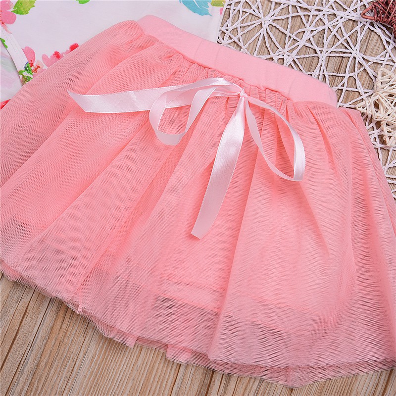 HESHENG Baby Girls 1st Birthday Floral Romper Top+Tutu Lace Skirt Dress 2Pcs Outfits Set
