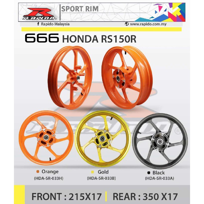 Rapido Sport Rim 666 Honda RS150R | Shopee Malaysia