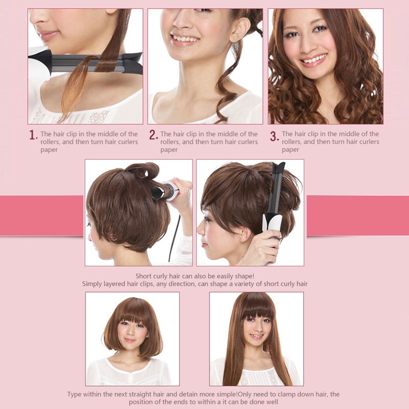 2 In 1 Hair Straightener Ceramic Hair Curling Iron Wand Clip Women