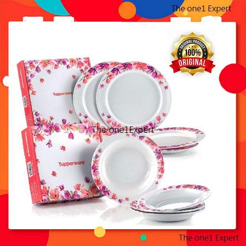 *Tupperware Garden Bloom Melamine Set* 👉Melamine Plate (4) 👉Melamine Bowls (4) Collection