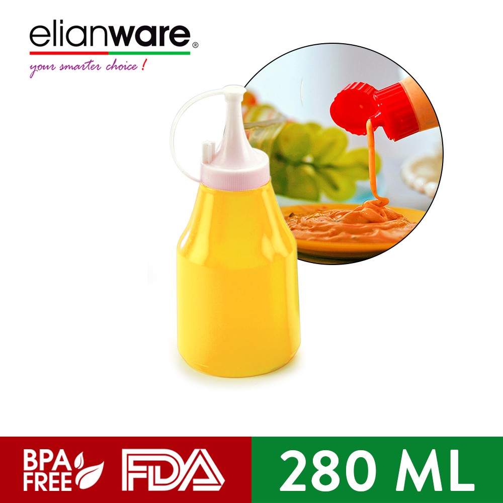 Elianware 280ml Kitchen Restaurant Condiment Dispenser Sauce Squeeze Bottle 