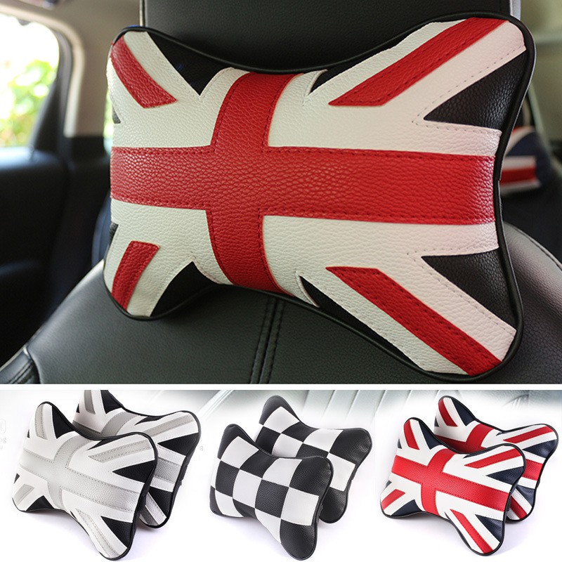 Applicable To Bmw Mini Car Headrest Neck Pillow Rice Word Flag Car