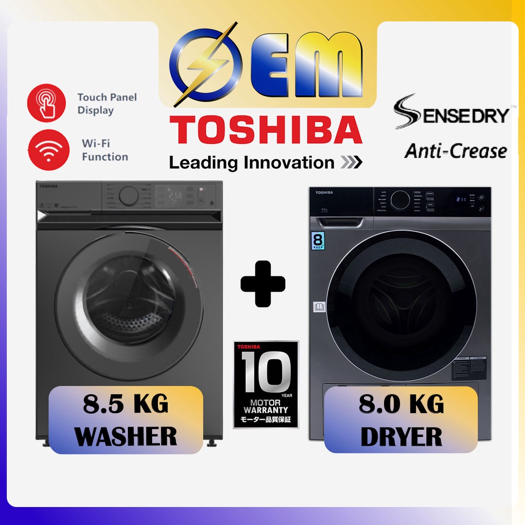 NEW 8.5KG+8KG TOSHIBA COMBO Washer+Dryer Mesin Basuh+Mesin Pengering