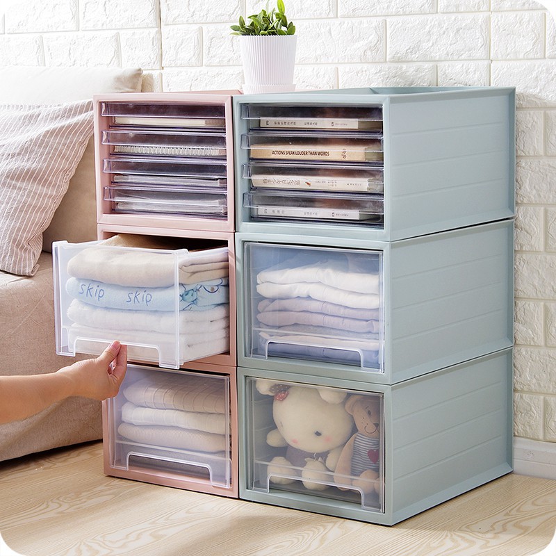 Stackable Plastic Storage Box Drawer Multi Layer Clothing Storage