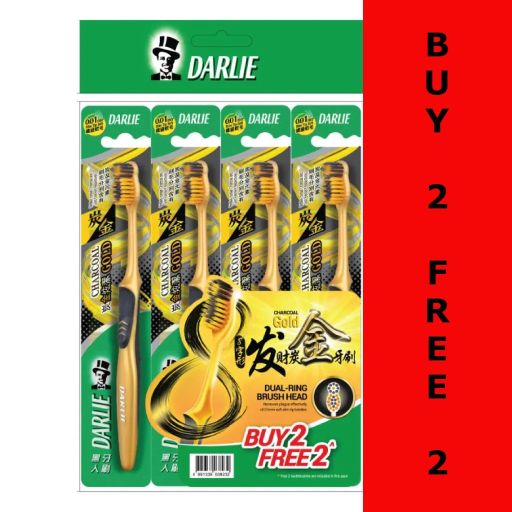 DARLIE Charcoal Gold Toothbrush Buy2Free2 (4pieces) | Shopee Malaysia