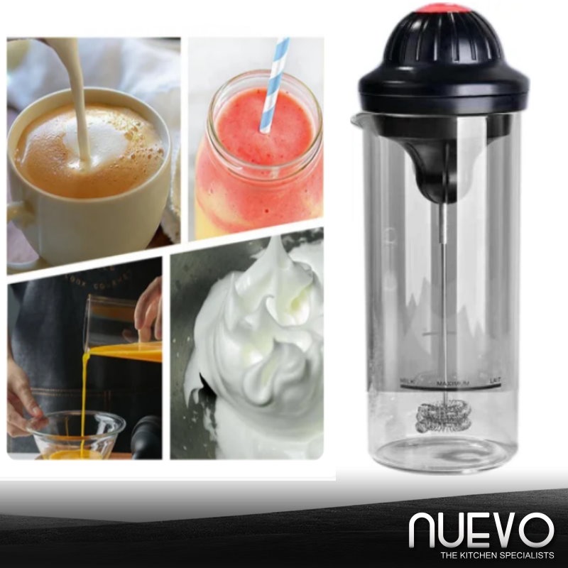 Milk Frother Electric Foamer Coffee Foam Maker Milk Shake Mixer Battery Jug Cup Gelas Pembancuh Susu Elektrik 电动玻璃奶打泡器