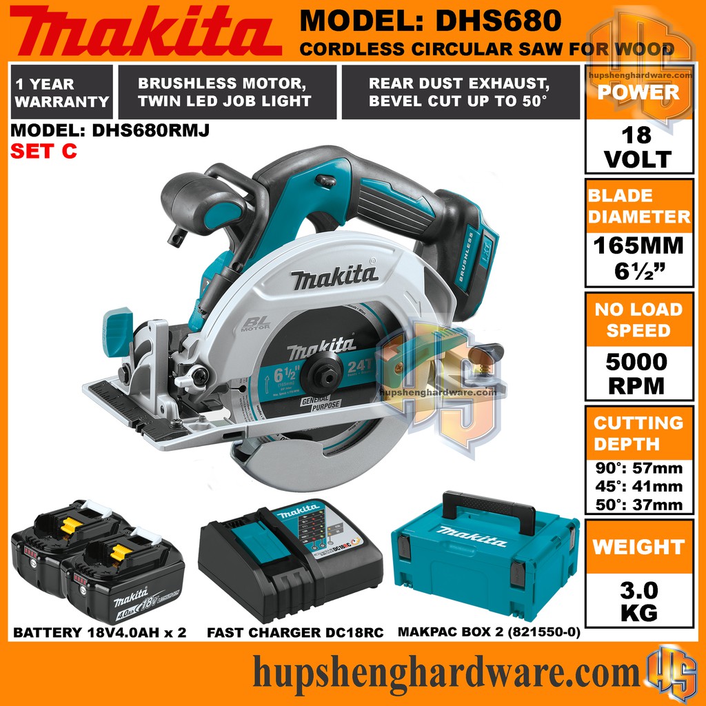 Makita DHS680 Cordless Circular Saw Battery Wood Cutting Saw 18V