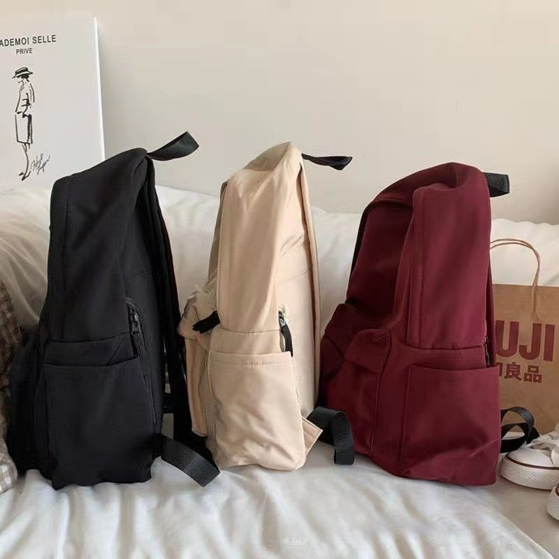  fresh and simple solid color backpacks, Japanese casual backpacks