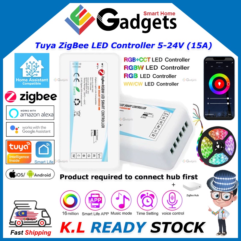 Tuya Zigbee Led Controller 5 24v 15a Dimmable 5in1 Strip Smart Life Google Home Assistant Alexa